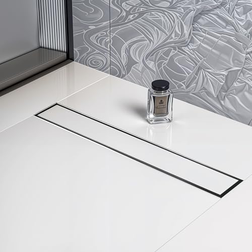 Ruhe® Tile Insert Floor Drain | 12 x 2 Inches Waste Water Floor Drain for 13mm Tile | 304 Stainless Steel Invisible Shower Drain Channel with Trap/Jali - Image 1