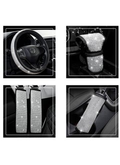 Universal Car Accessories Set Of 5 Pieces Crystal Steering Wheel Cover, Diamond Handbrake Cover, seat belt cover and Diamond Gear Shift Knob Cover Accessory for car - Silver /Black - pzsku/Z4A091208DC14892FB7CAZ/45/_/1715427675/562937a5-d72b-49af-92fb-3b853169c8a0