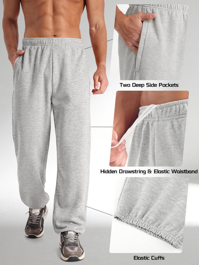 Aocku 4 Pack Mens Sweatpants Athletic Mens Joggers Sweat Pants with Pockets Drawstring Workout Gym Pants, Color A L - Image 4