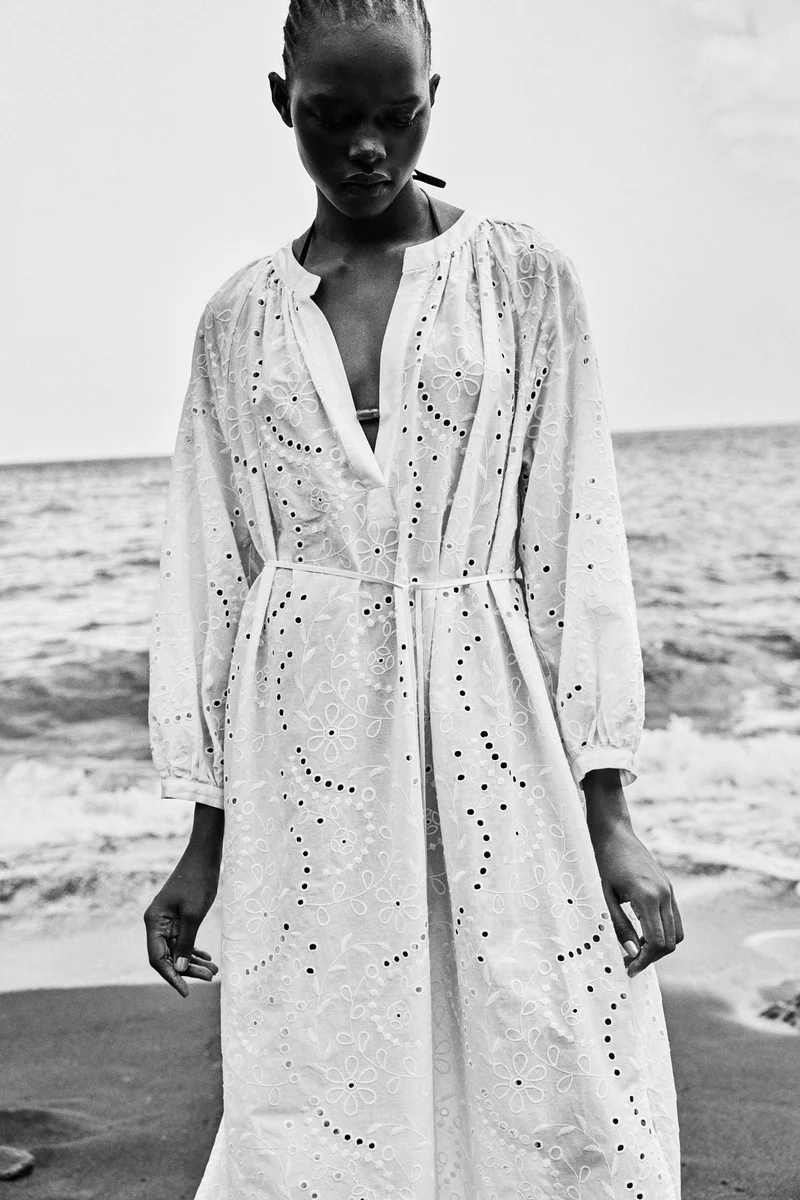 H&M Broderie anglaise tie-belt dress