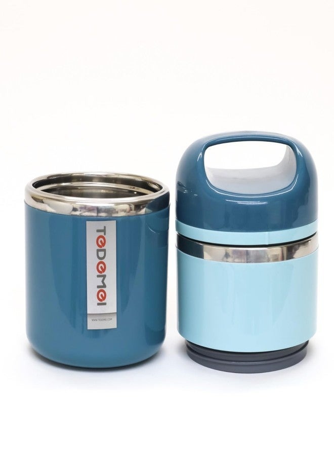 TEDEMEI Two Layers Lunch Box 930ML, Stainless Steel, Available in Green/Blue/Pink Color - Image 5