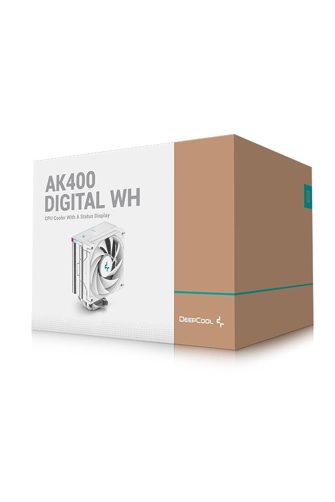 DEEPCOOL AK400 Digital WH CPU Air Cooler, 120mm FDB PWM Fan, Real-Time LCD Display for CPU Temperature & Usage, ARGB Lighting, 220W TDP, LGA1851/1700/1200/115x & AM5/AM4 Compatible, Quiet High-Performance Cooling, White | R-AK400-WHADMN-G  - Image 1