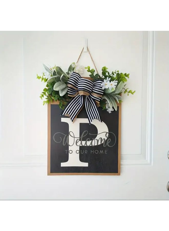 Rustic Wooden Family Name Wreath All Season Front Door Wall Decoration Gift - Image 5