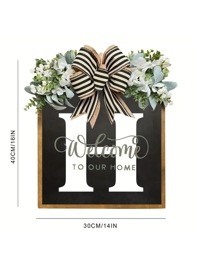 Rustic Wooden Family Name Wreath All Season Front Door Wall Decoration Gift - Image 3