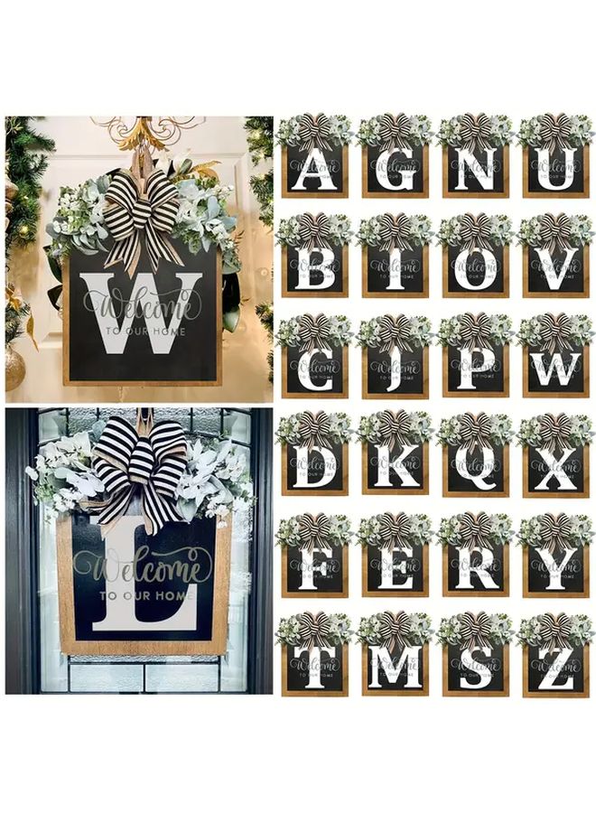 Rustic Wooden Family Name Wreath All Season Front Door Wall Decoration Gift - Image 1