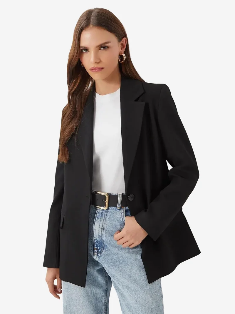 Lovely Istanbul ISTANBUL Viscose Blend Buttoned Blazer Jacket