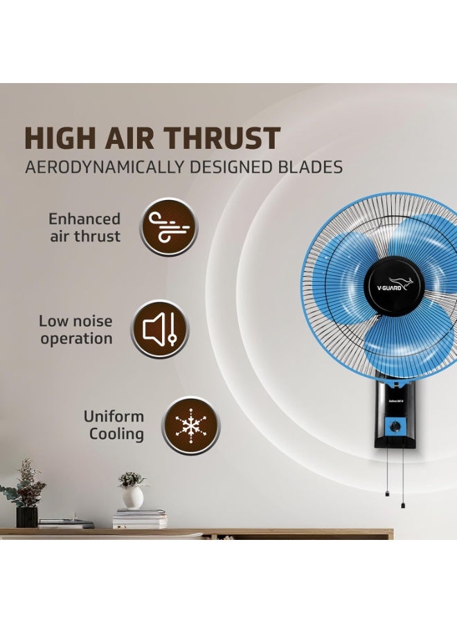 V-Guard Esfera SW N 400 mm Wall Fan | High-Speed 1350 RPM Motor | 3 Speed Settings | Aerodynamic 3 Blades | Adjustable Tilt & Oscillation | Copper Winding & ABS Body | Blue Black - Image 4