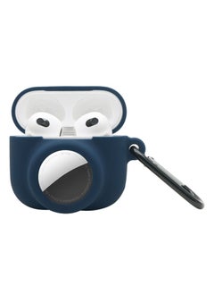 Case Cover 2 in 1 Shockproof Full Coverage Silicone Protective Case For AirPods 3 / AirTag Dark Blue