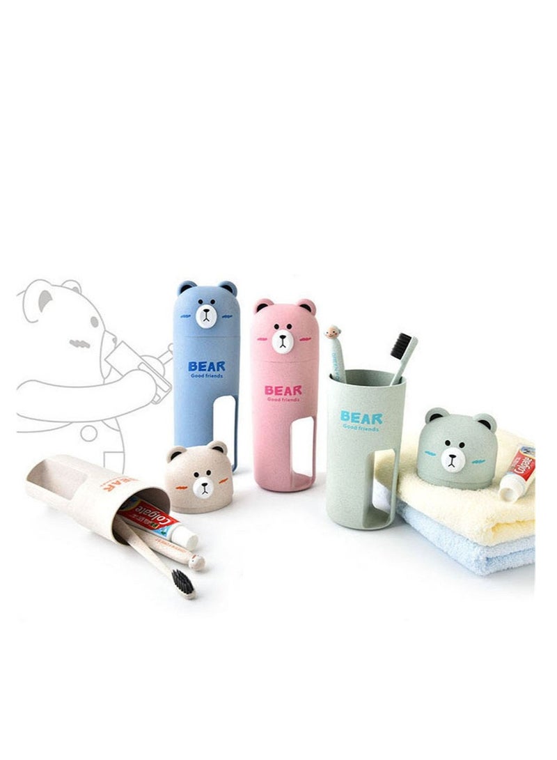 Excefore Travel Toothbrush holder and toothbrush Set, Bear Portable Business Wash Cup Holder, Toothbrush Storage Box Very Suitble for Family, Camping(green) - Image 5