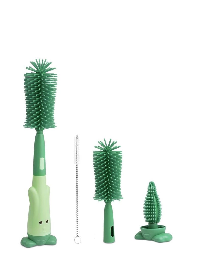 Excefore Baby Bottle Brush, 3 in 1Baby Bottle Cleaning Kit, Pacifier Brush, Straw Brush, Long Handle Cleaning Tool, Food Grade Silicone, for Cleaning Water Bottles Baby Bottles Glass Cup Thermoses  - Image 1