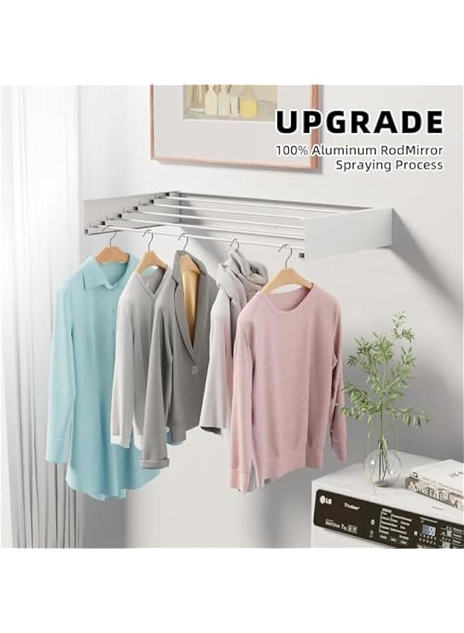 HOOKOR Clothes Drying Rack,Wall Mounted Drying Rack,Collapsible Drying Racks for Laundry,Clothes Hanger Rack Foldable,Retractable Clothing Rack,Retractable,Folding Dryer Rack,Wall Hanging Rack,80CM - Image 4
