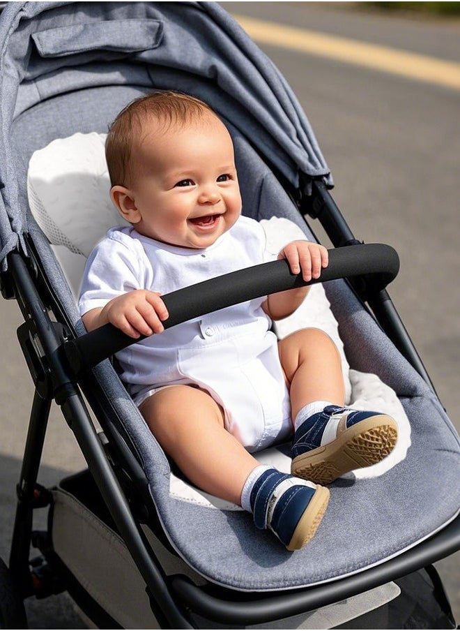 Infant Car Seat Insert, Baby Carseat Head  Body Support for Newborn, 2-in-1 Reversible Baby Car Seat Cushion, Soft Stroller Cushion Insert for Car Seats, Bouncer, Strollers, Swing (White)