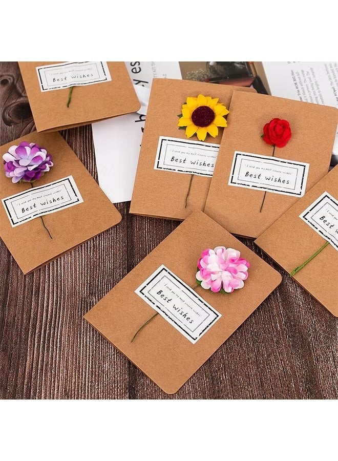 6 Pack Flower Pattern Thank You Card, Handmade Invitation Greeting Card Wish Card, for Wedding Birthday Festival - Image 5