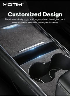 Motim Center Console Wrap Flim Kit for Tesla Model Y/3 2023 2022 2021, Waterproof Flocked Console Protective Flim, Interior Cover Wrap Decoration for Tesla Accessories  - Image 2