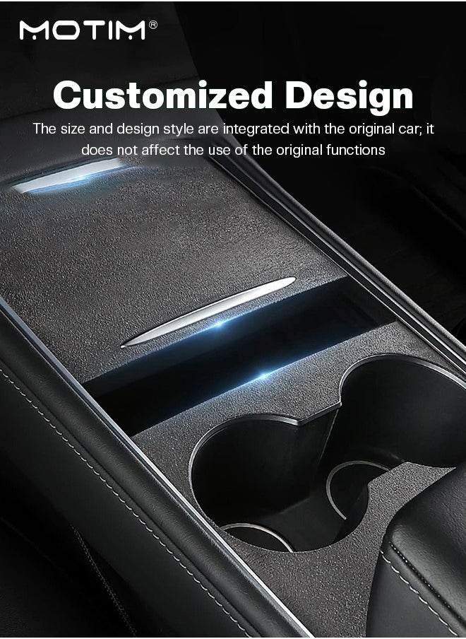 Motim Center Console Wrap Flim Kit for Tesla Model Y/3 2023 2022 2021, Waterproof Flocked Console Protective Flim, Interior Cover Wrap Decoration for Tesla Accessories  - Image 2