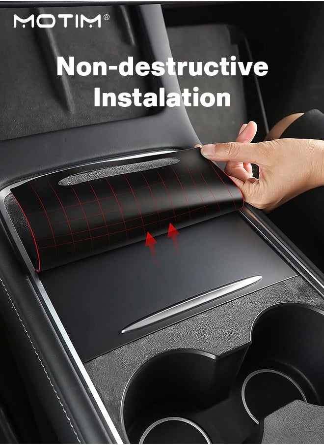 Motim Center Console Wrap Flim Kit for Tesla Model Y/3 2023 2022 2021, Waterproof Flocked Console Protective Flim, Interior Cover Wrap Decoration for Tesla Accessories  - Image 3