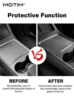 Motim Center Console Wrap Flim Kit for Tesla Model Y/3 2023 2022 2021, Waterproof Flocked Console Protective Flim, Interior Cover Wrap Decoration for Tesla Accessories  - Image 5