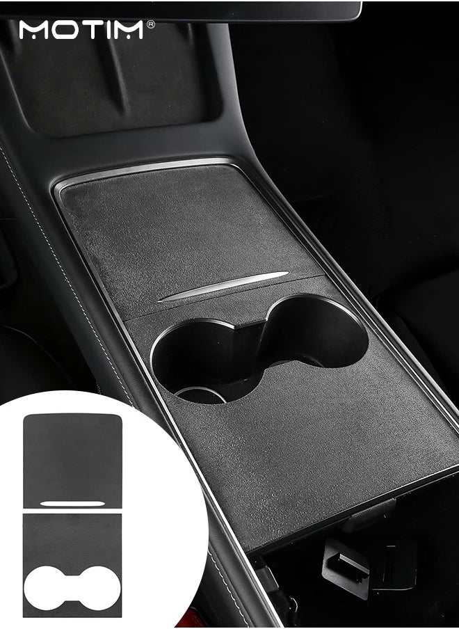 Motim Center Console Wrap Flim Kit for Tesla Model Y/3 2023 2022 2021, Waterproof Flocked Console Protective Flim, Interior Cover Wrap Decoration for Tesla Accessories  - Image 1