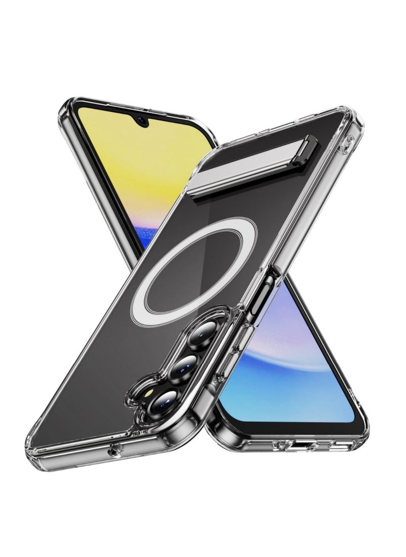Aookay for Samsung Galaxy A56 Clear Kickstand Case, Crystal Magnetic Case with Metal Stand [Compatible with MagSafe] [Two-Way Stand] Transparent Shockproof Hard Phone Cover Mag-Safe Case for Samsung Galaxy A56 (Clear)  - Image 1