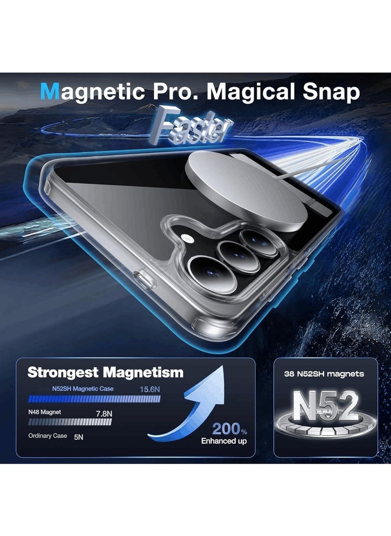 Aookay for Samsung Galaxy A56 Clear Kickstand Case, Crystal Magnetic Case with Metal Stand [Compatible with MagSafe] [Two-Way Stand] Transparent Shockproof Hard Phone Cover Mag-Safe Case for Samsung Galaxy A56 (Clear)  - Image 4