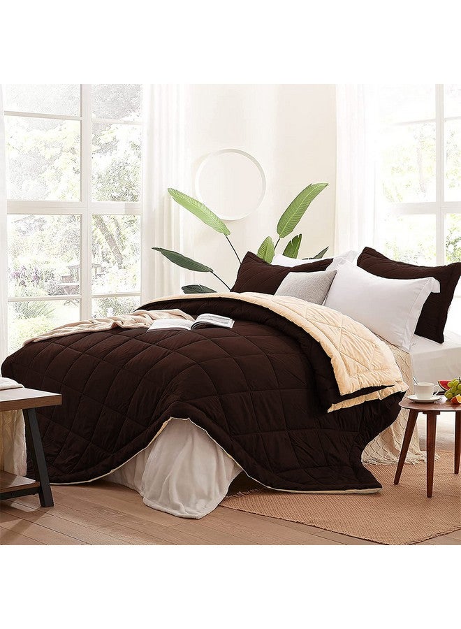 AEROHAVEN 220 GSM Microfiber All-Weather Solid Reversible Comforter AC Quilt Blanket - (Double-90 x100, Coffee Brown and Beige) - Image 1