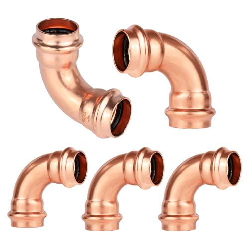 HeSun 5Pack HeSun Copper Press Elbow90 Degree 1 x 1 Pressure Fittings P x P for Copper Tube ConnectionPRESS033 - Image 1