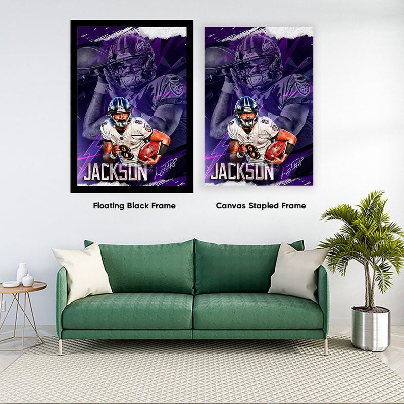 TNESSENTIAL Lamar Jackson Poster Baltimore Ravens Framed Canvas Print Basketball Wall Art Print NFL Artwork Home Decor D75 Birthday Gift - Image 5