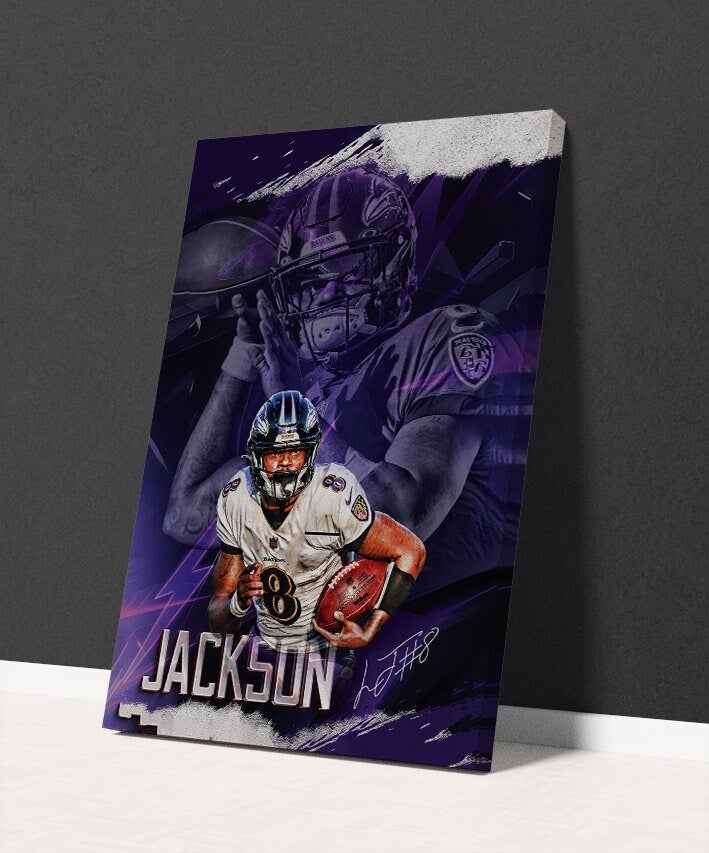 TNESSENTIAL Lamar Jackson Poster Baltimore Ravens Framed Canvas Print Basketball Wall Art Print NFL Artwork Home Decor D75 Birthday Gift - Image 2