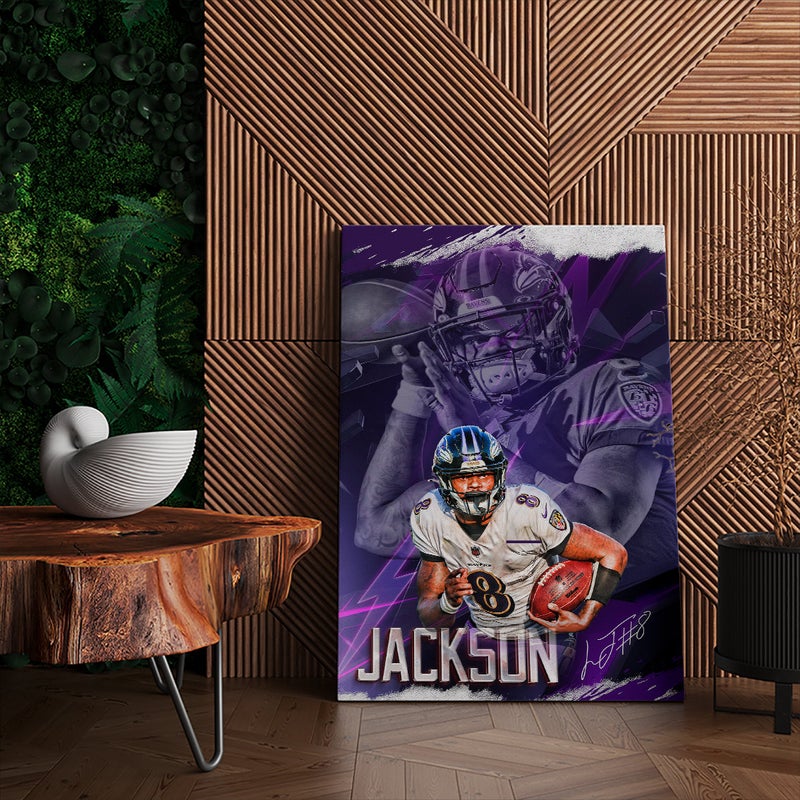 TNESSENTIAL Lamar Jackson Poster Baltimore Ravens Framed Canvas Print Basketball Wall Art Print NFL Artwork Home Decor D75 Birthday Gift - Image 3