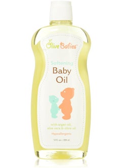Olive Babies Olive Babies Baby Oil Multi Purpose With Argan Oil, Aloe Vera & Oil 12 Oz - Softening Hypoallergenic Solution For All Skin Types - Good On Men, Women & Kids  - Image 1
