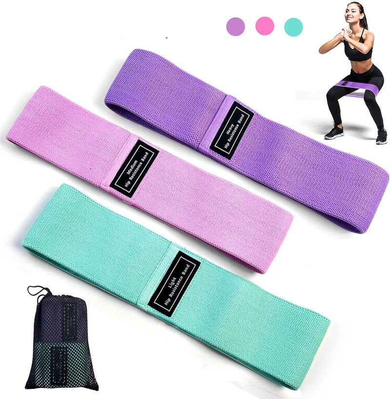 CITY STAR- Resistance Bands Fabric,Exercise Bands Non Slip Hip Elastic Bands For Hip, Legs, Butt, Glutes And Thighs Workout, Set Of 3 Pack, Assorted Colors