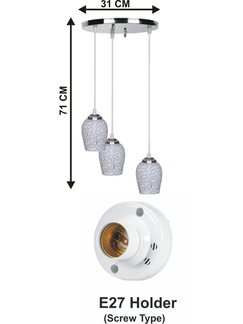 Somil Pendant Hanging Ceiling Lamp for Indoor Lighting, 3 Adjustable Shade in 1 Fixture, Black and White, Height Adjustable (31 X 31 X 100 Cm) - Image 4