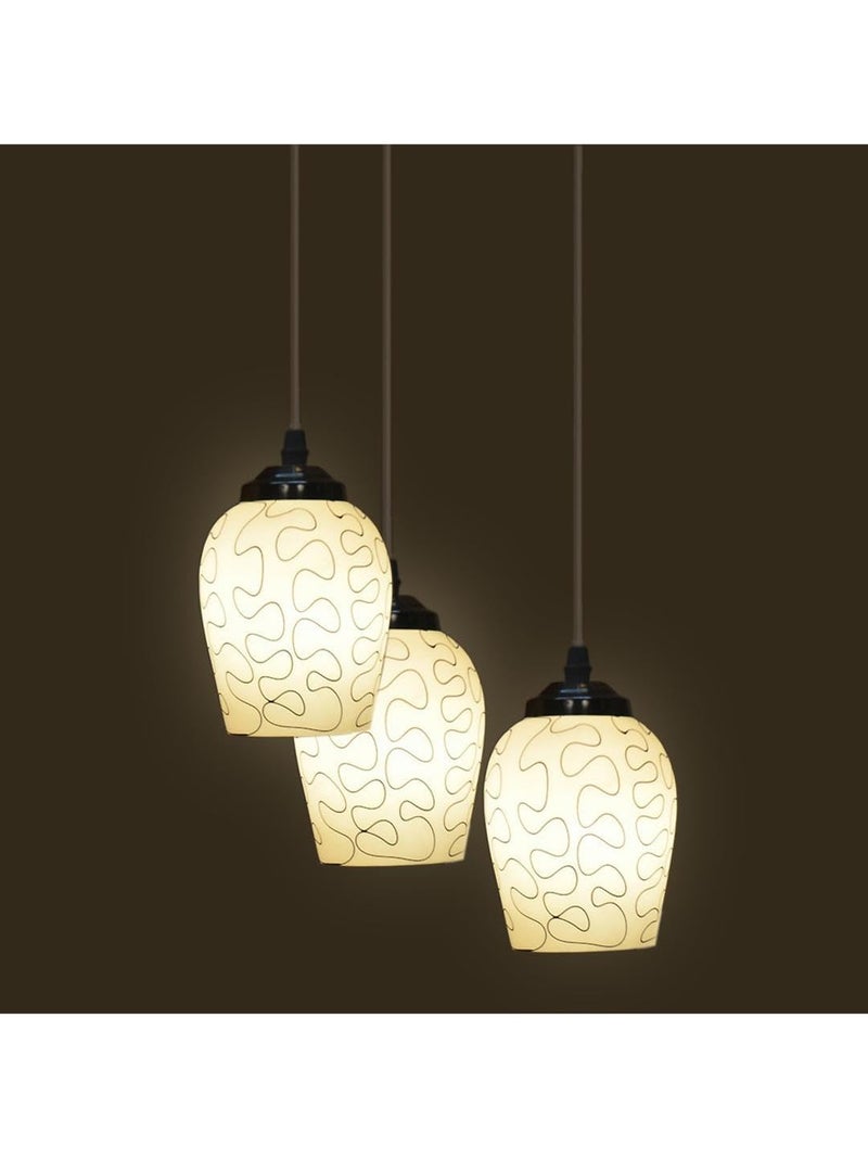 Somil Pendant Hanging Ceiling Lamp for Indoor Lighting, 3 Adjustable Shade in 1 Fixture, Black and White, Height Adjustable (31 X 31 X 100 Cm) - Image 2