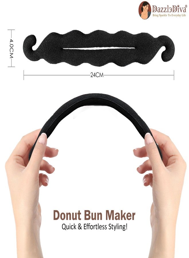 DazzleDiva 1Pc Magic Sponge Hair Bun Maker for Women & Girls - Easy DIY Donut Bun Roller & Puff Hair Styling Tool - Flexible Shaper for Perfect Ballet Buns & Updos - Soft Foam Hair Accessories for Daily Wea 1Pc (Hair Donut) - Image 2