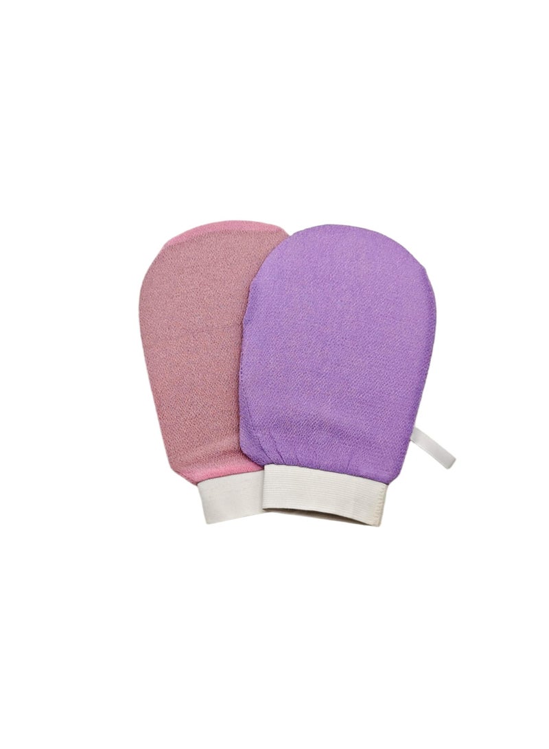 2 Piece Korean Exfoliating Body Glove for Cleaning The Skin Korean Loofah, (Pink+Purple )  - Image 2