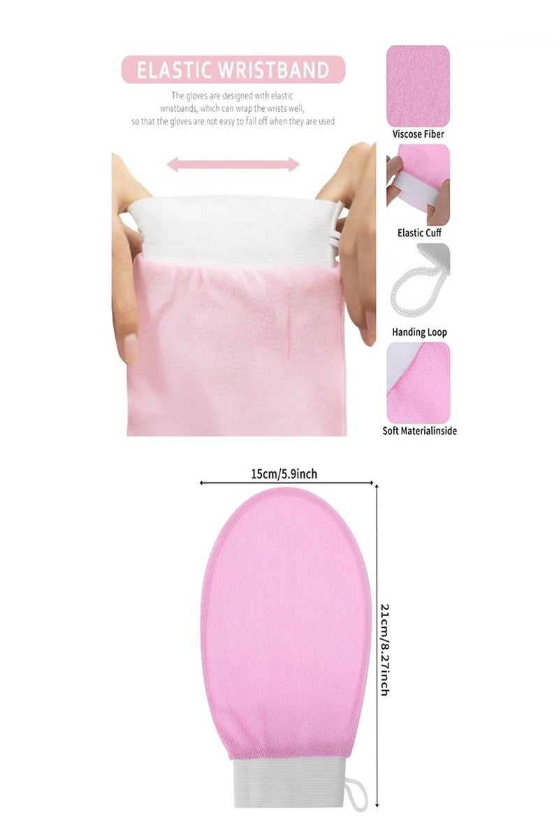 2 Piece Korean Exfoliating Body Glove for Cleaning The Skin Korean Loofah, (Pink+Purple )  - Image 4