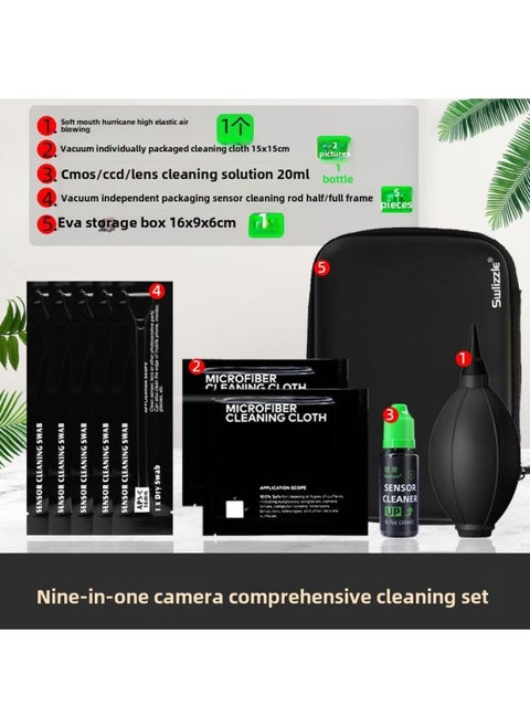 Professional Camera Cleaning Suit SLR Micro Single Lens CMOS Sensor Semi-full C Frame Screen Dust Removal Brush Stick-Color:Nine In One Camera Cleaning Suit ]