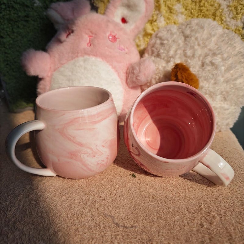 CDFZJC 10 oz Marble Ceramic Coffee Mug Pink Cappuccino Mug Espresso Cup Tea Latte Mugs Lightweight Gifts for Women Birthday Christmas Wedding Dishwasher & Microwave Safe - Image 2