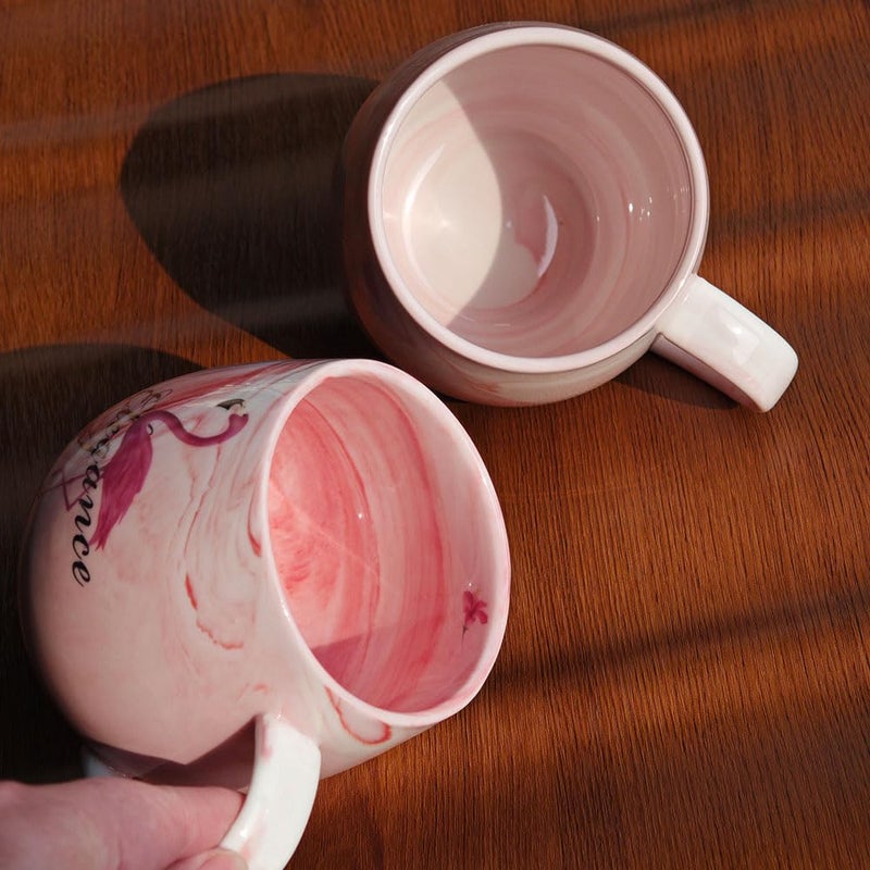 CDFZJC 10 oz Marble Ceramic Coffee Mug Pink Cappuccino Mug Espresso Cup Tea Latte Mugs Lightweight Gifts for Women Birthday Christmas Wedding Dishwasher & Microwave Safe - Image 3