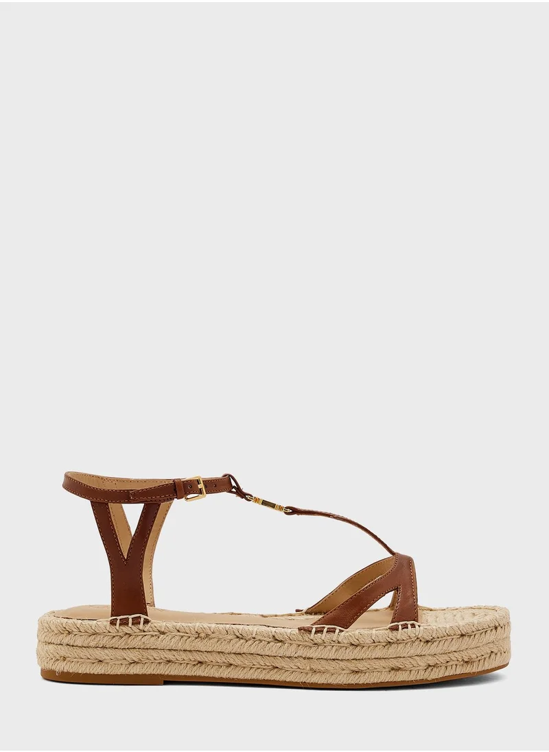 Lauren Ralph Lauren Burnished Flat Sandals