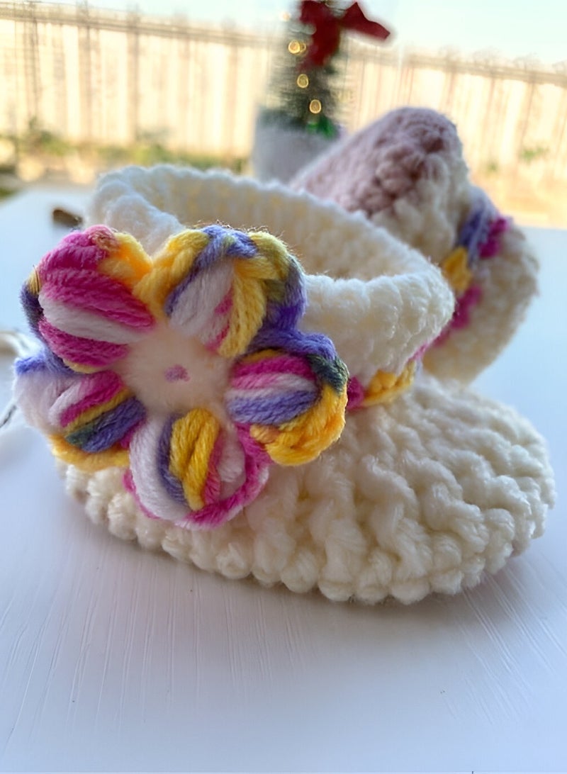 Braidise Creations Baby shoes with Puff Flower for New Born 2 to 6 months 1 pair - Image 2