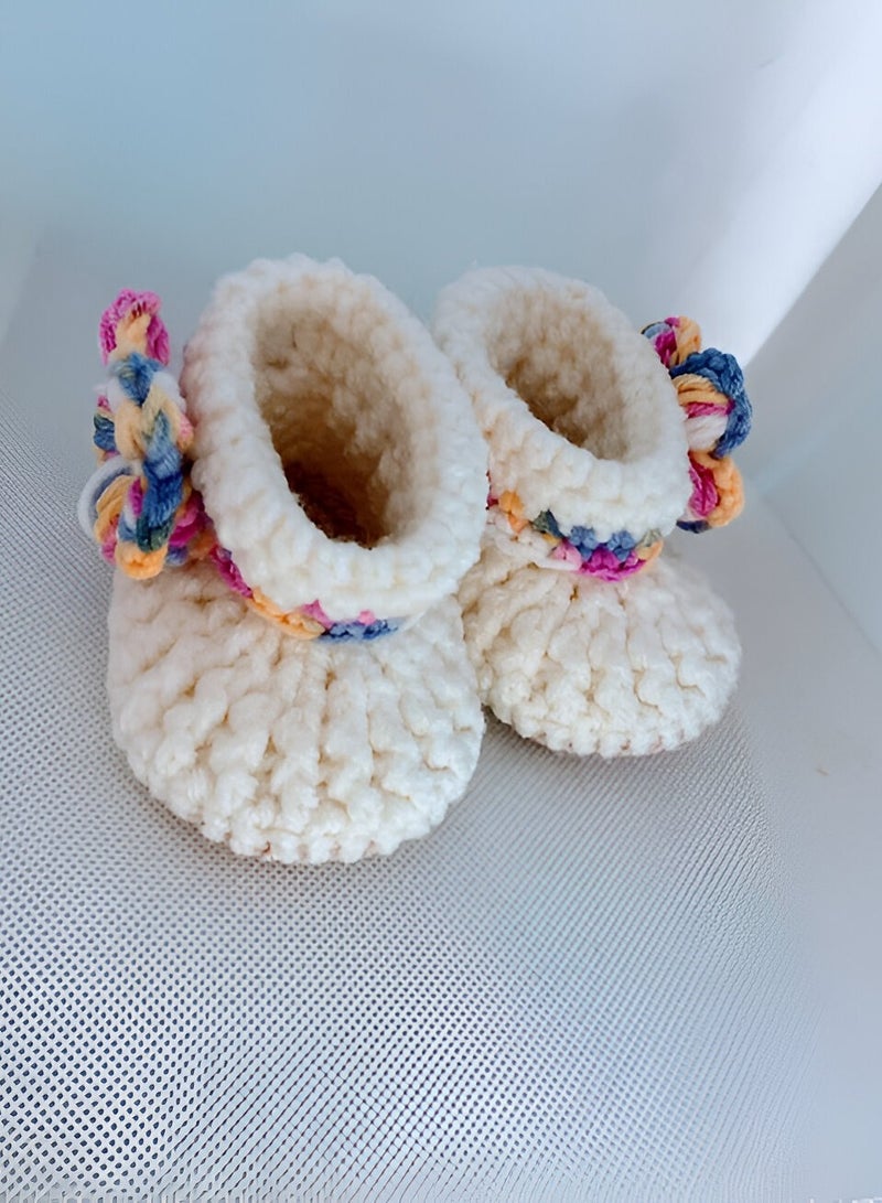 Braidise Creations Baby shoes with Puff Flower for New Born 2 to 6 months 1 pair - Image 3