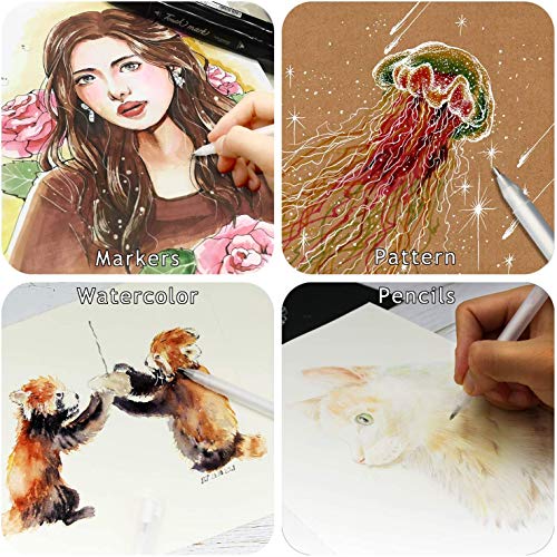 GREUS 12 Pieces Gel Pens for Artists, Fine Point Tip White Marker Ink Highlighting Pens for Black Paper Drawing Illustration Adult Coloring Sketching - Image 5