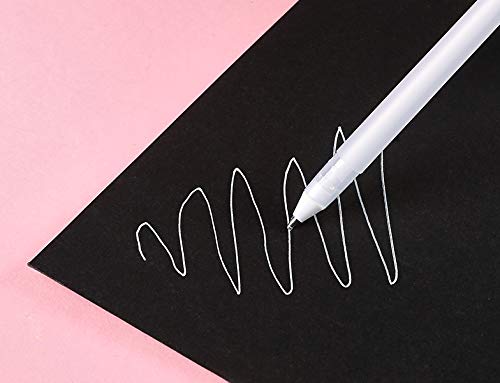 GREUS 12 Pieces Gel Pens for Artists, Fine Point Tip White Marker Ink Highlighting Pens for Black Paper Drawing Illustration Adult Coloring Sketching - Image 3