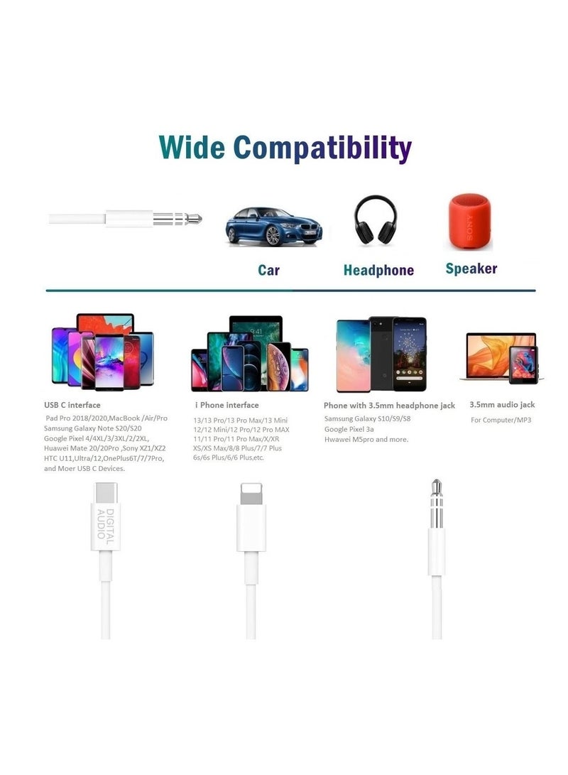 Y&D 3in1 Car AUX Cable, 3.5mm HiFi Headset Audio Cord Stereo Aux Cable Compatible with All Kinds of Phone, Pad, Tablet, for PC, Laptop, MP3 to Work Stereo, Headset, Speaker, Length 3.93Ft  - Image 5