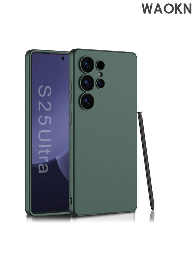 WAOKN Slim Fit Case for Samsung Galaxy S25 Ultra 5G, Camera Lens Full Protection, Soft TPU Thin Protective Phone Cover with Matte Finish, Matte Back Shockproof Case (Forest Green) - Image 1