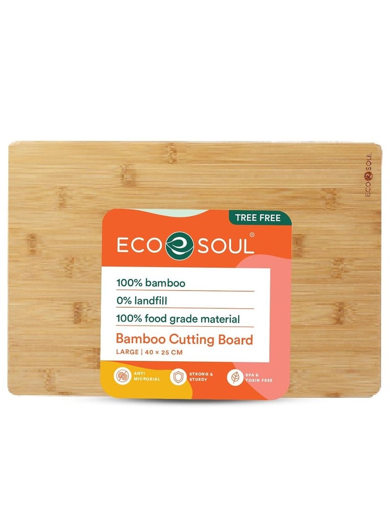 ECO SOUL Bamboo Cutting Board | Wooden Vegetable Chopping Board (38 x 25 cm) - Image 1