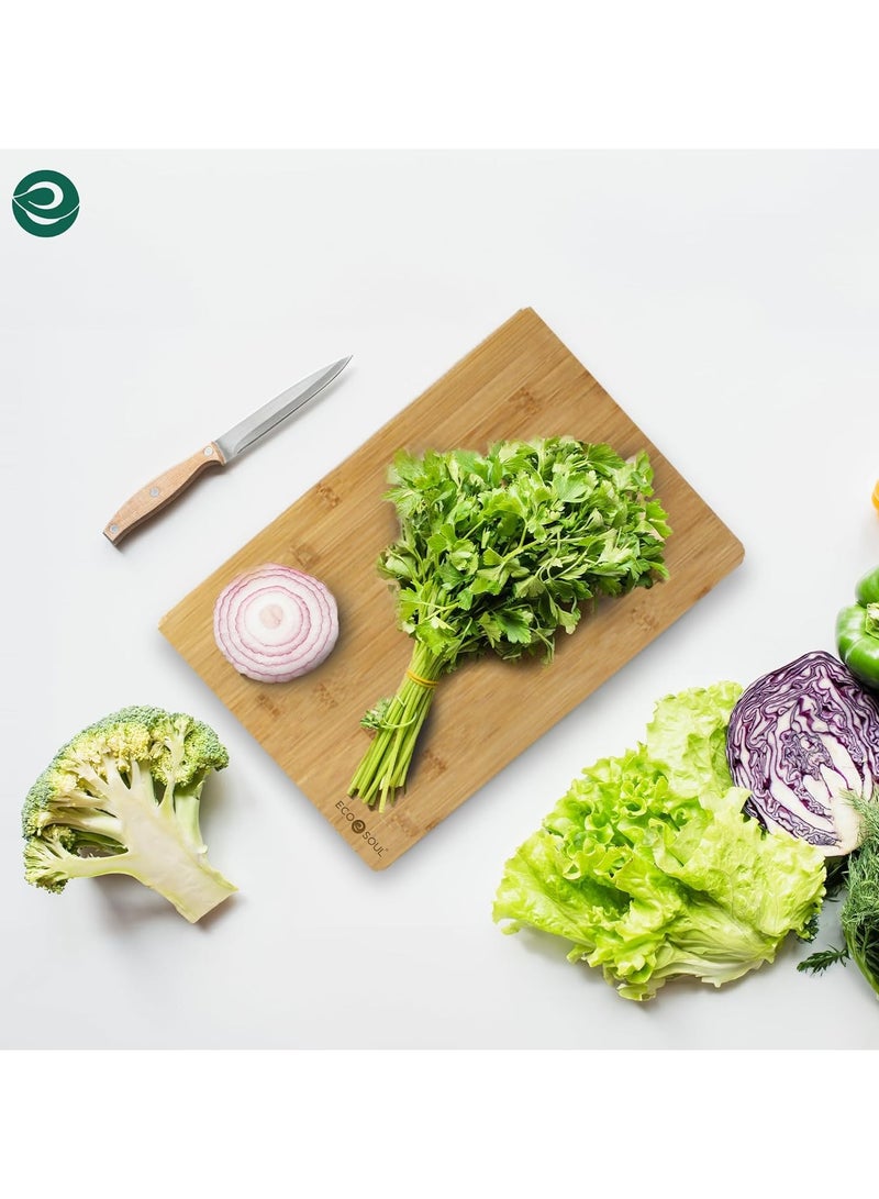 ECO SOUL Bamboo Cutting Board | Wooden Vegetable Chopping Board (38 x 25 cm) - Image 3