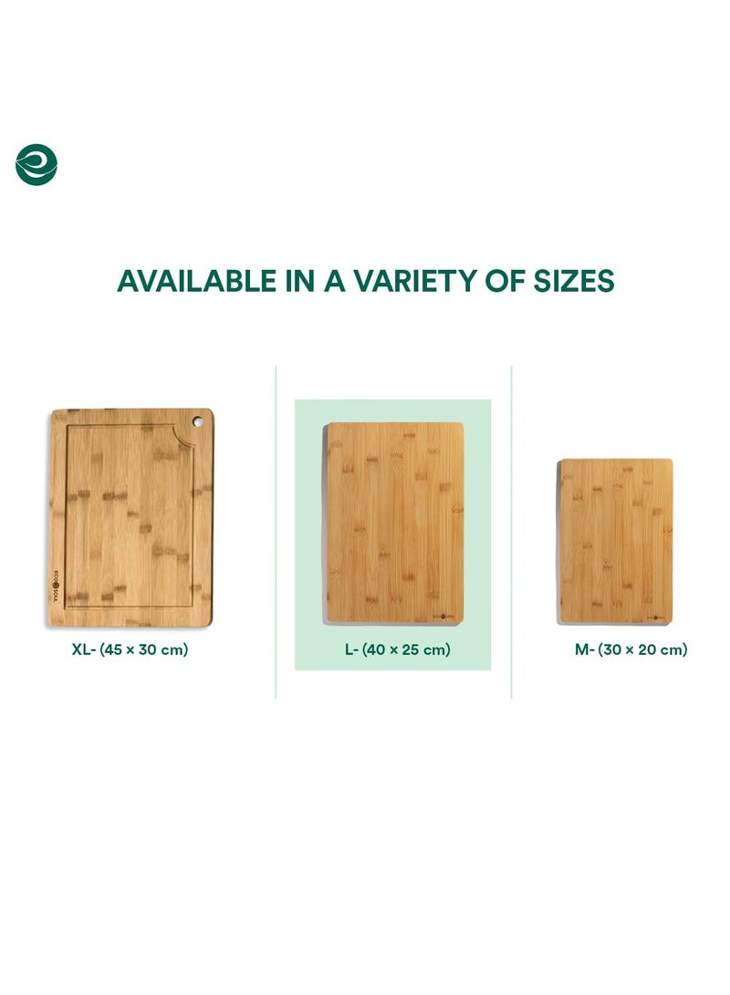 ECO SOUL Bamboo Cutting Board | Wooden Vegetable Chopping Board (38 x 25 cm) - Image 2