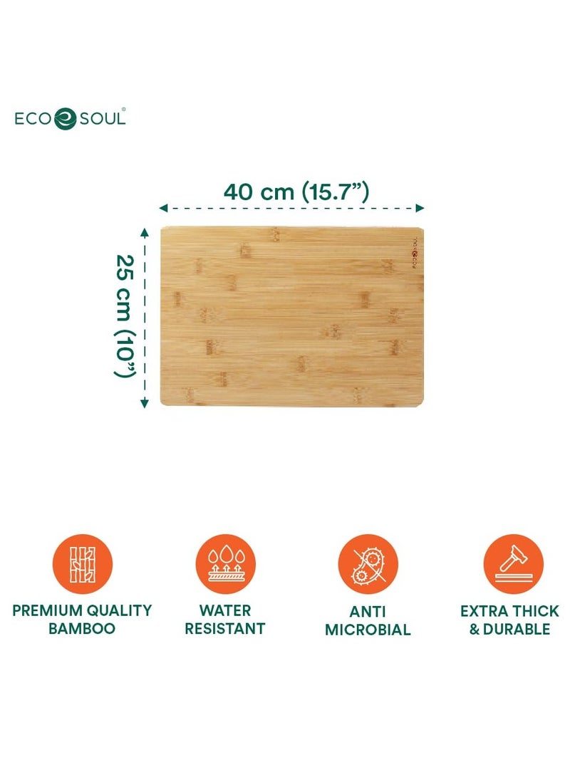 ECO SOUL Bamboo Cutting Board | Wooden Vegetable Chopping Board (38 x 25 cm) - Image 4